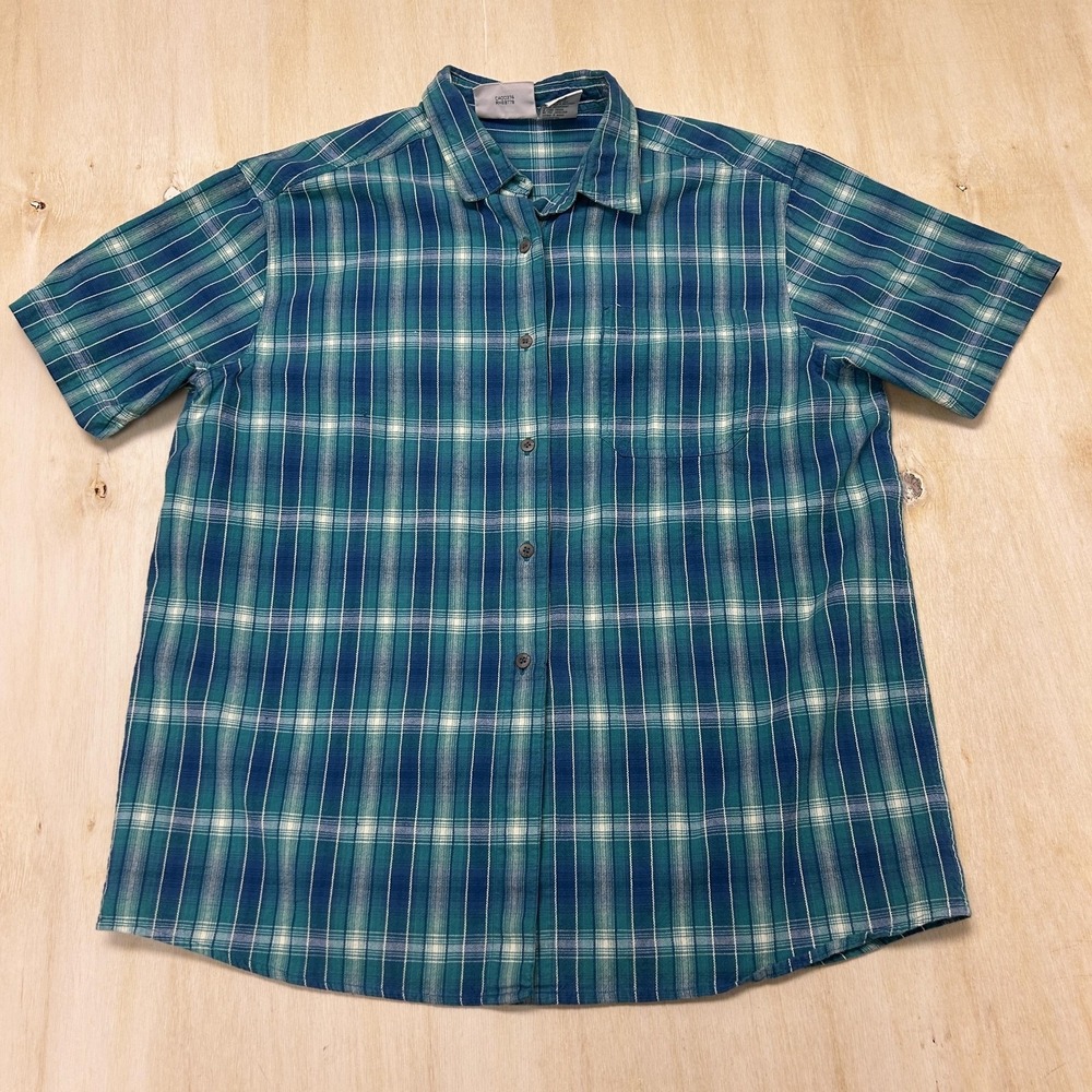 Vintage Northern Reflections Shirt Mens XL Green Plaid Short Sleeve Button-Up